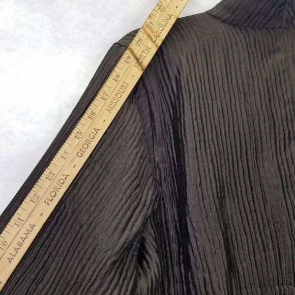Eileen Fisher Silk Open Front Blazer Jacket M Textured Lined Brown 3/4 Sleeve - Picture 12 of 13